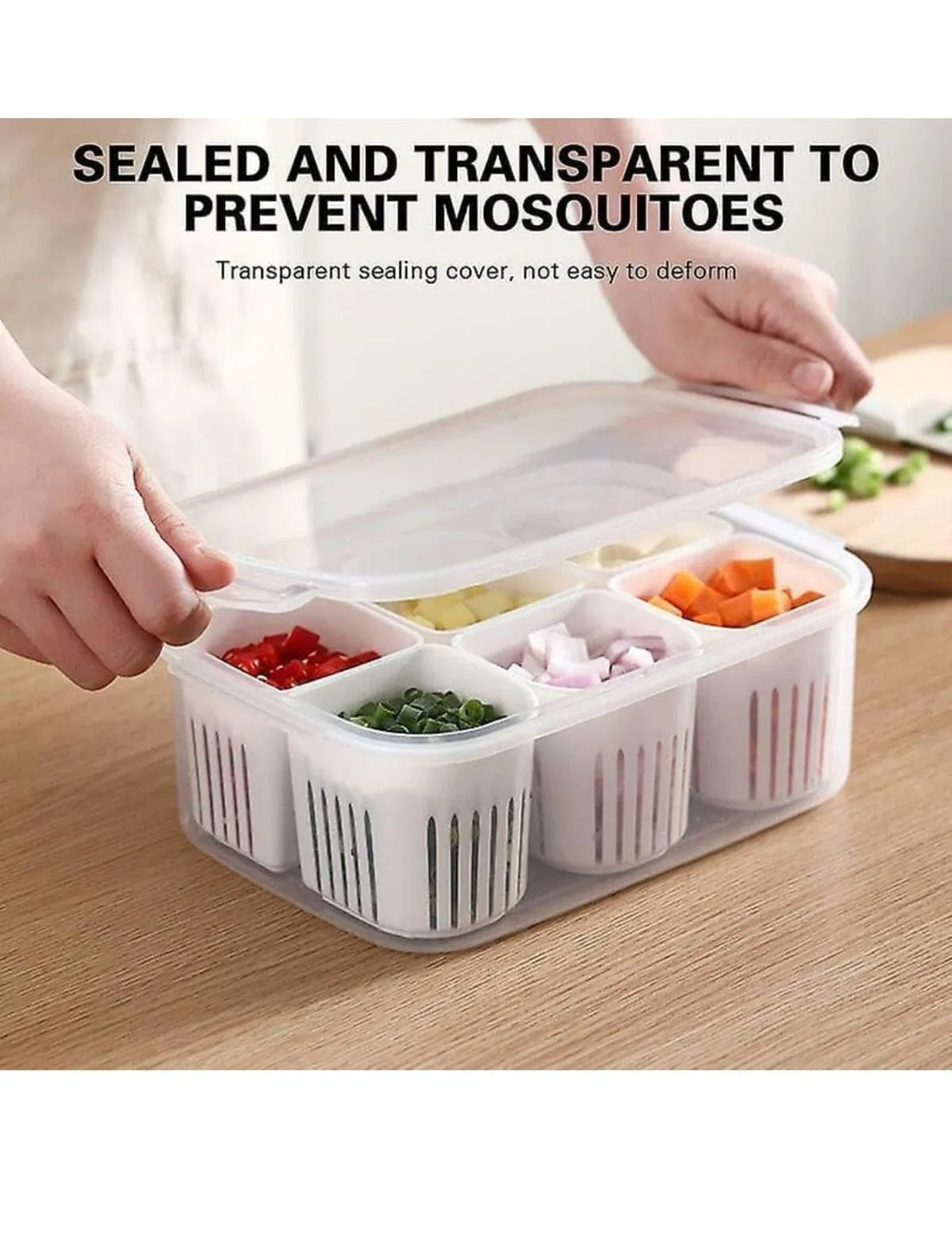 Food Airtight Fridge Fresh-Keeping Storage Containers with Lids (with 6 detachable small boxes)